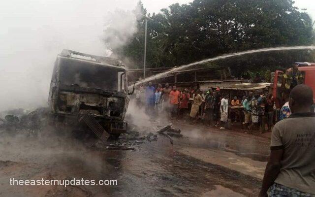 Sit-At-Home Enforcers Set Truck Ablaze In Enugu