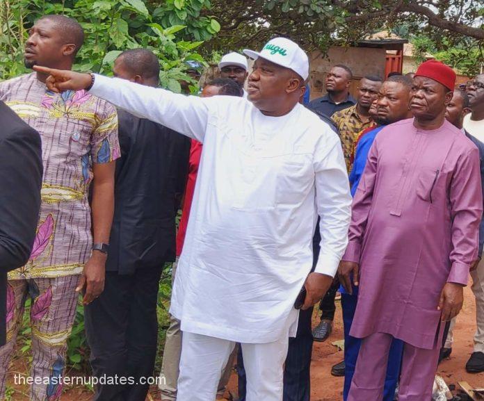 Ugwuanyi Inspects Burnt INEC Office In Enugu, Calls For Calm