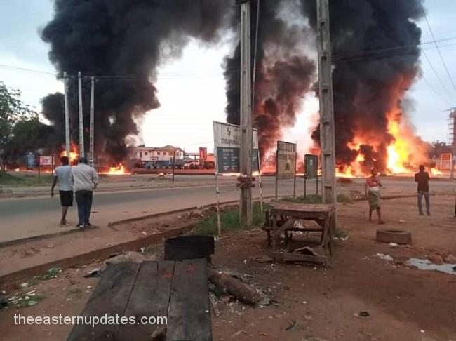 Many Escape Death As Tanker Burst Into Flames In Anambra