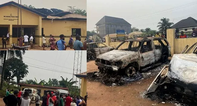 Tension As Gunmen Set Another Police Station Ablaze In Imo