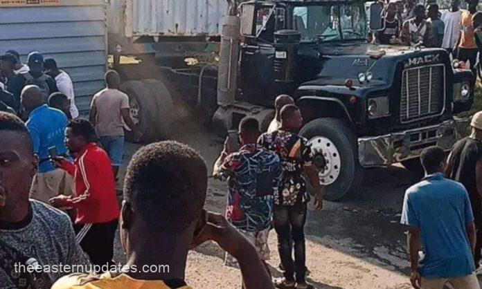 Agony, As Goods-Laden Container Crushes Road Users In Aba