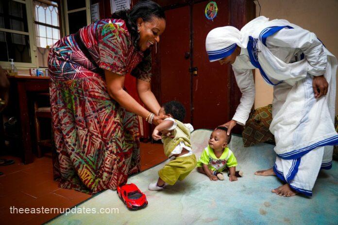 Soludo’s Wife Sobs During Visits To Orphanages In Anambra