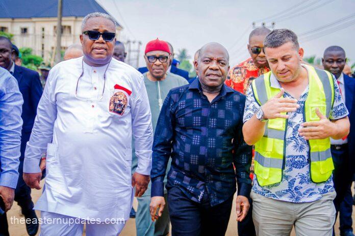 Otti, Abia Ex-Speakers Tour Road Construction Sites In Aba