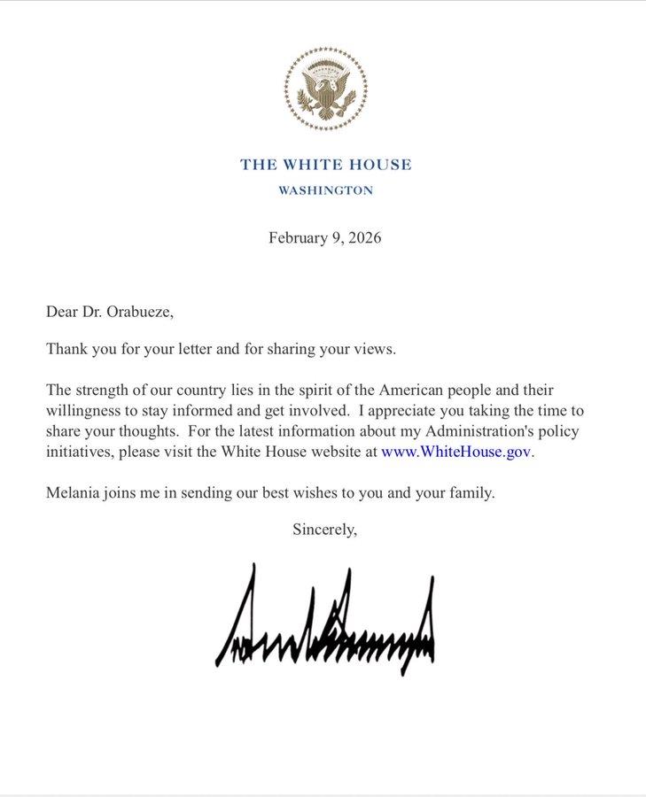 Trump Sends Written Response To Self-Declared Biafra Deputy