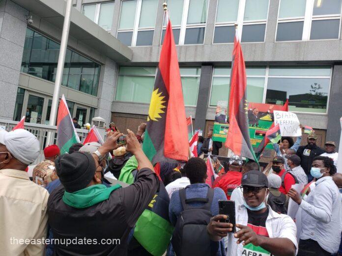 Nnamdi Kanu: IPOB Stages Protest In UK Amid Tinubu’s Visit