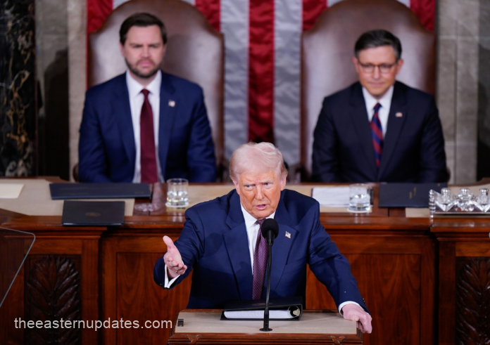 President Donald Trump speaking in the United States